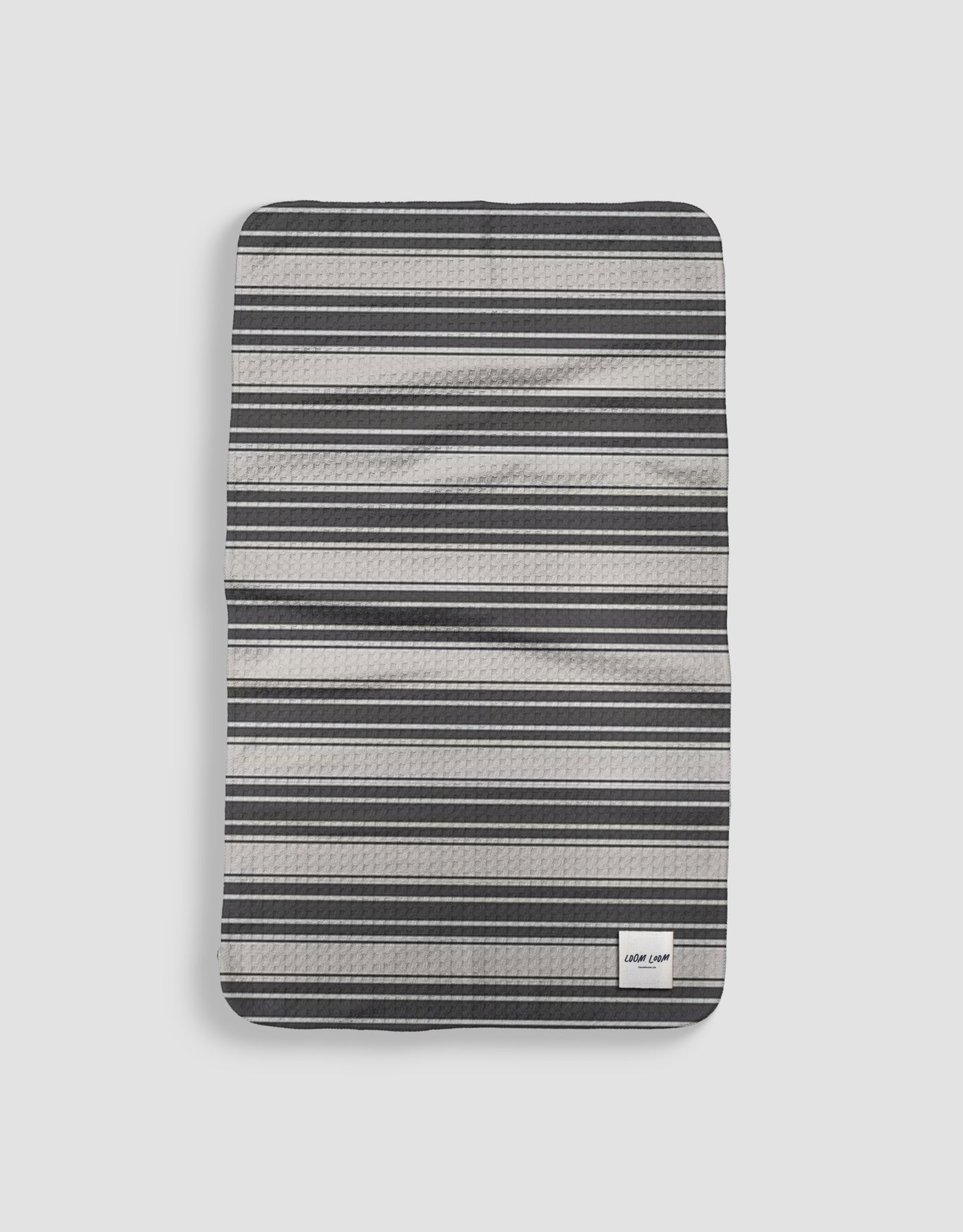 Loom Loom Kitchen Tea Towel - Green Thick & Thin Striped Lines Pattern Print Eco Microfiber Waffle Woven Towels