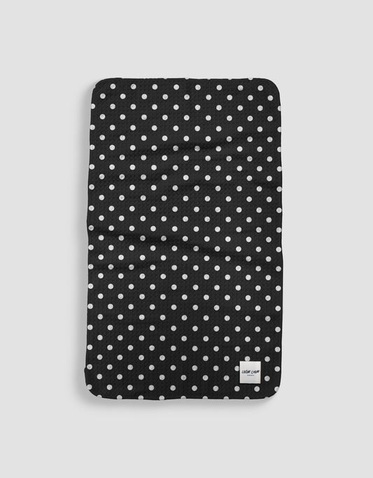 Loom Loom Kitchen Tea Towel - Black White Polka Dotted Grid Pattern Print Eco Microfiber Waffle Woven Towels