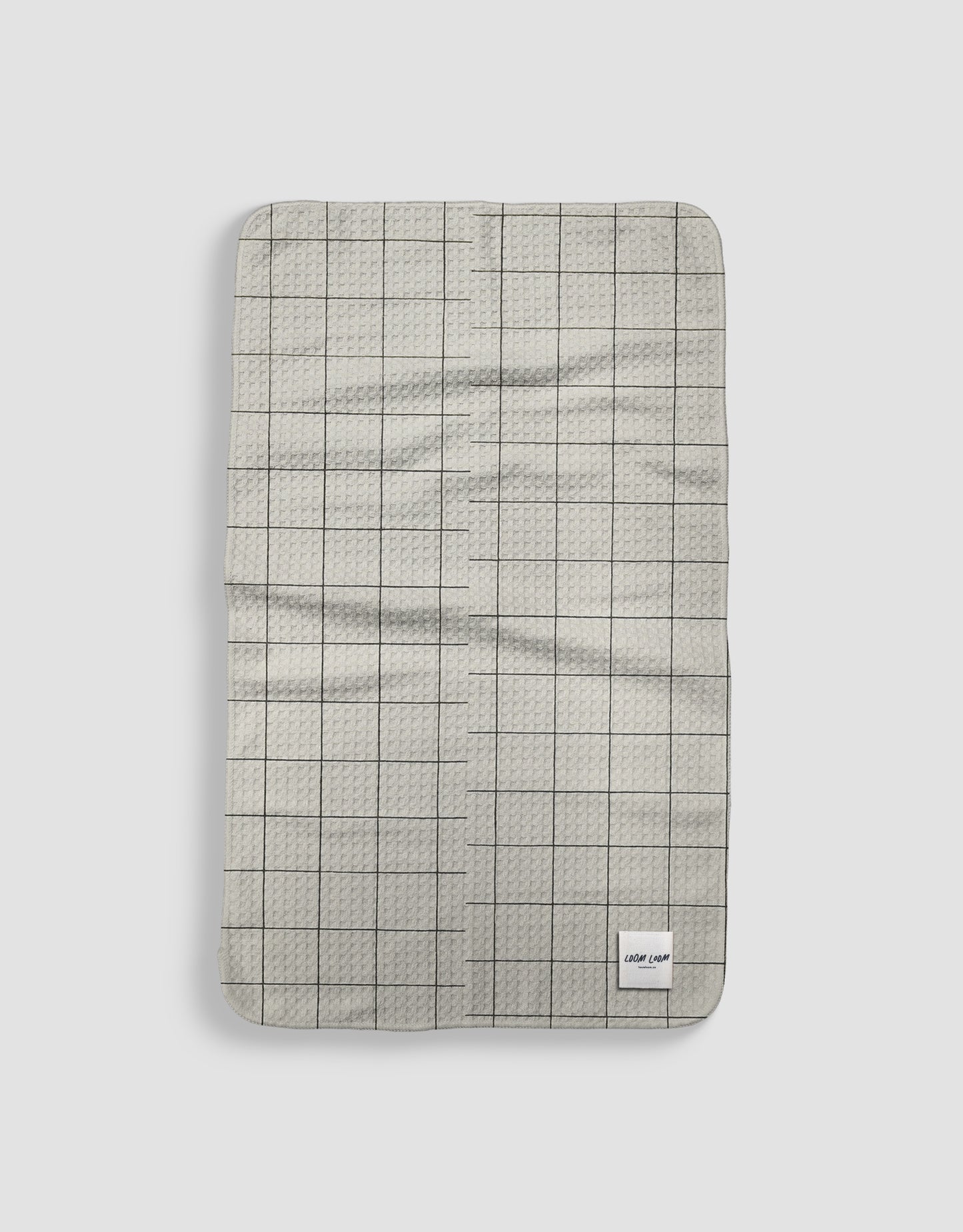 Loom Loom Kitchen Tea Towel - Misaligned Grid Pattern Print Eco Microfiber Waffle Woven Towels