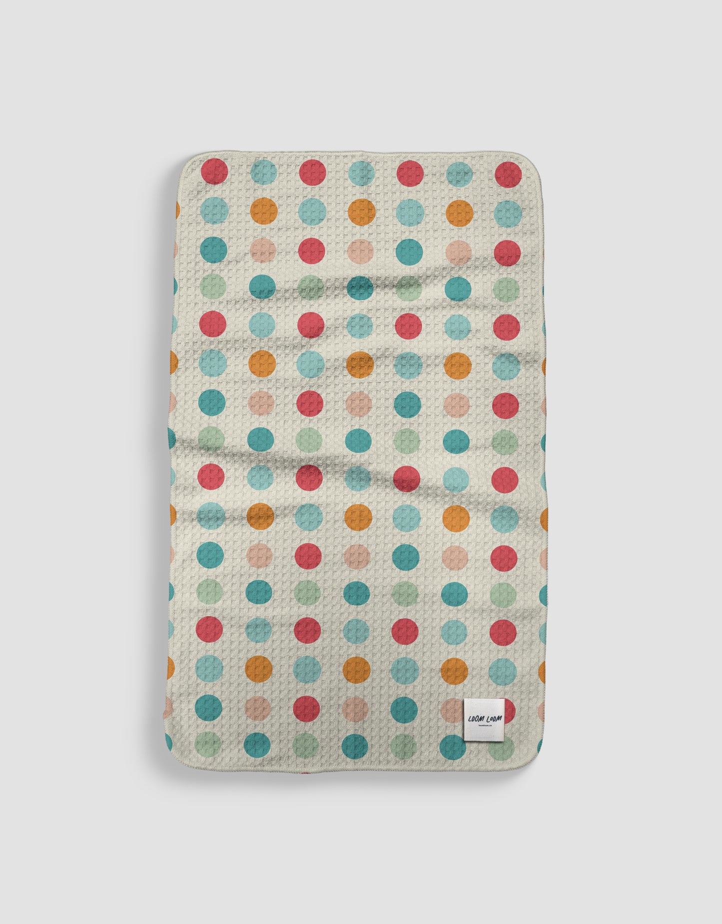 Loom Loom Kitchen Tea Towel - Colorful Dots Bingo Pattern Print Eco Microfiber Waffle Woven Towels