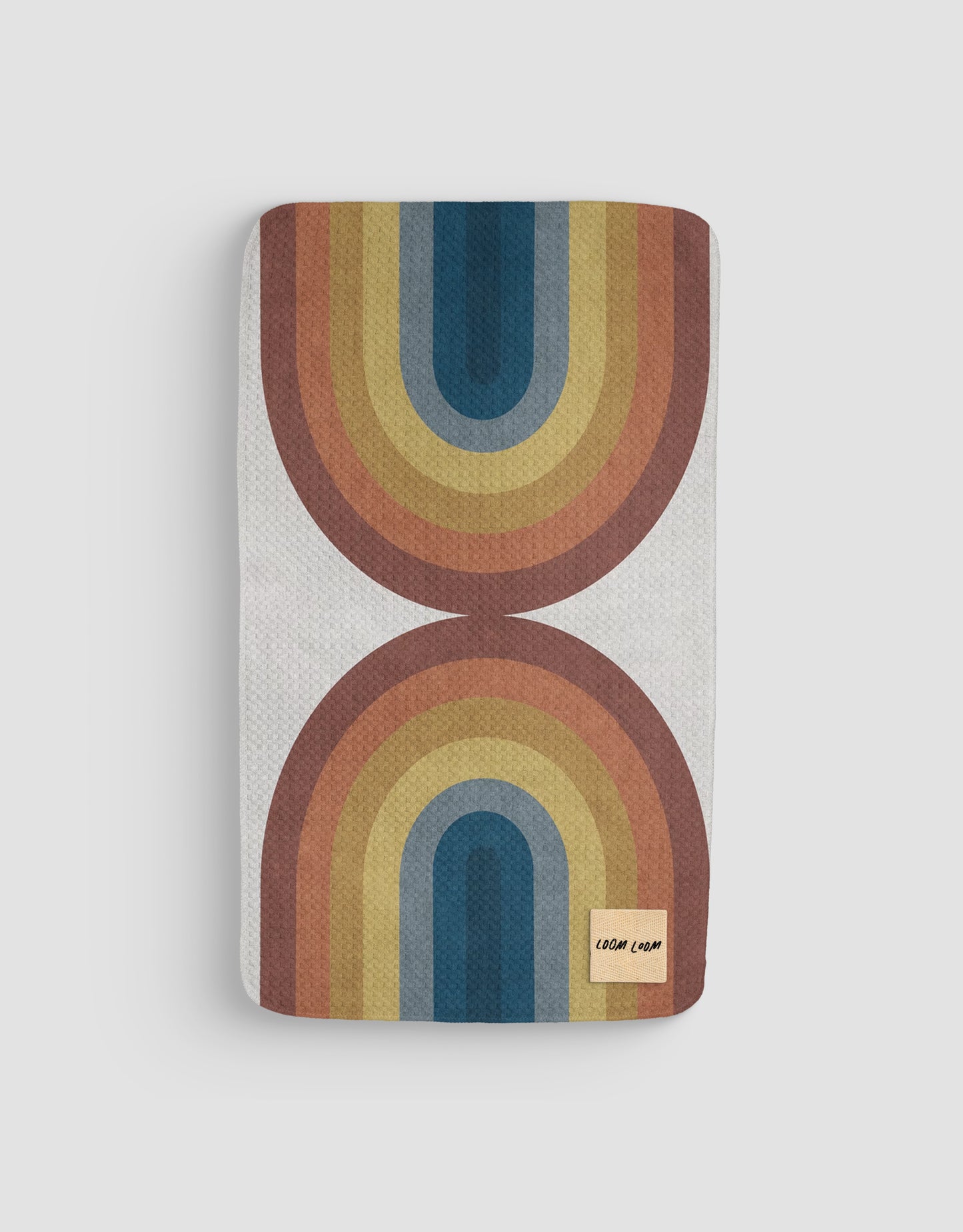 Loom Loom Bath Hand Towel - Symmetrical Rainbow Arches Modern Minimal Print Eco Microfiber Waffle Woven Towels