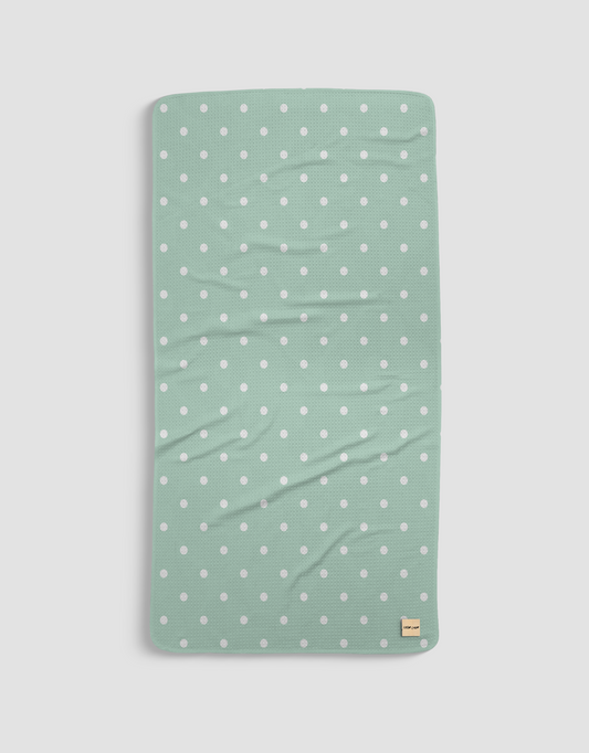 Loom Loom Bath Beach Towel - Mint Green White Polka Dot Pattern Print Eco Microfiber Waffle Woven Towels