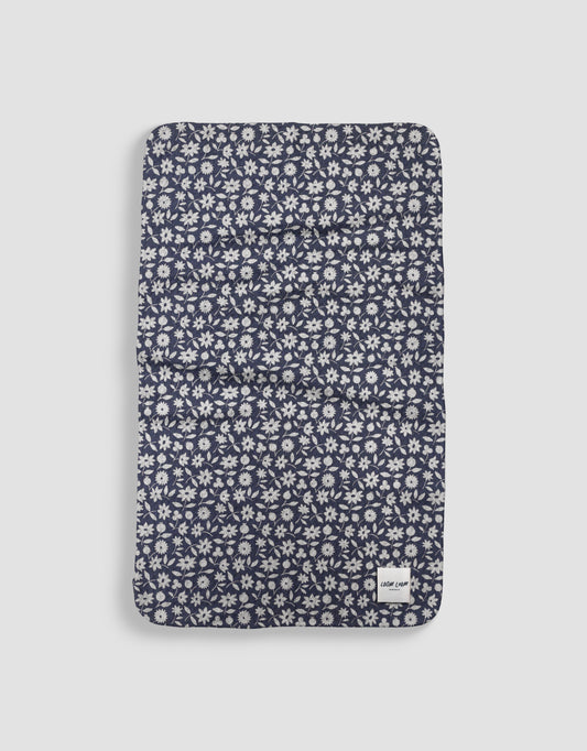 Loom Loom Kitchen Tea Towel - Navy Blue White Minimal Floral Flower Pattern Print Eco Microfiber Waffle Woven Towels