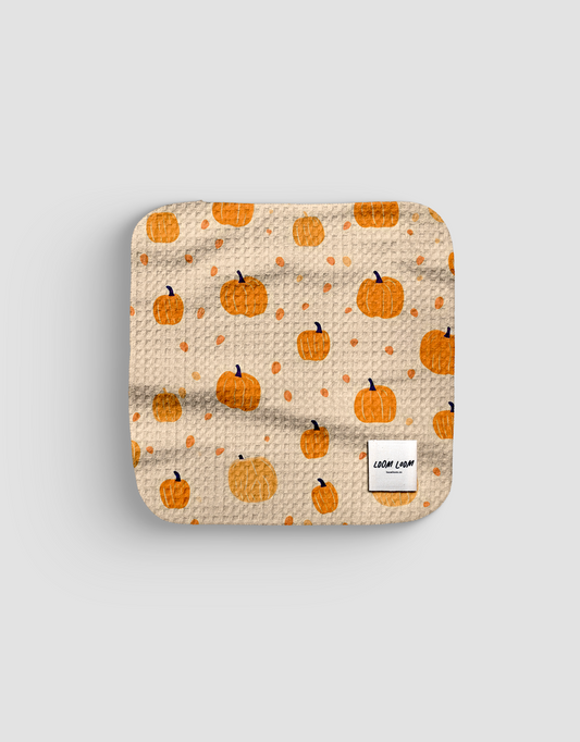 Loom Loom Kitchen Dishcloth Towel - Orange Pumpkins Cute Halloween Autumn Pattern Print Eco Microfiber Waffle Woven Dish Towel