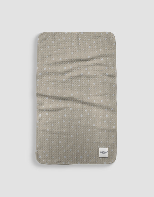 Loom Loom Kitchen Tea Towel - Tan White Dotted Dot Pattern Print Eco Microfiber Waffle Woven Towels